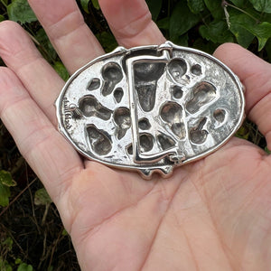 925 Sterling Silver Skulls Buckle Mens Biker Rocker Punk Belt Buckle