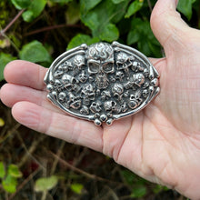 Load image into Gallery viewer, 925 Sterling Silver Skulls Buckle Mens Biker Rocker Punk Belt Buckle