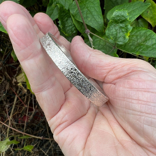 Hallmarked Sterling Silver Adjustable Bangle Hammered Texture