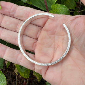 Hallmarked Sterling Silver Adjustable Bangle Hammered Texture