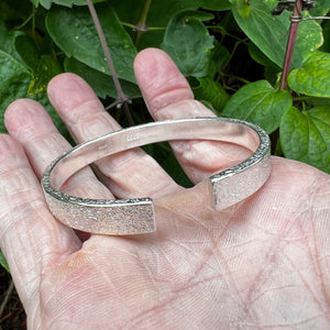 Hallmarked Sterling Silver Adjustable Bangle Hammered Texture