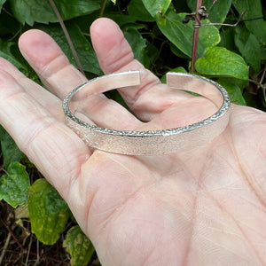 Hallmarked Sterling Silver Adjustable Bangle Hammered Texture