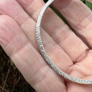 Hallmarked Sterling Silver Adjustable Bangle Hammered Texture