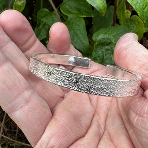 Hallmarked Sterling Silver Adjustable Bangle Hammered Texture