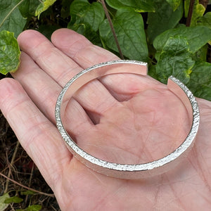 Hallmarked Sterling Silver Adjustable Bangle Hammered Texture