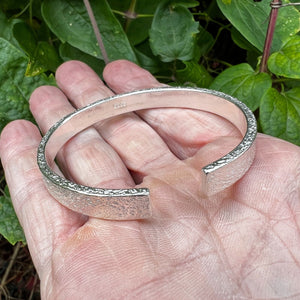 Hallmarked Sterling Silver Adjustable Bangle Hammered Texture