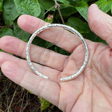 Load image into Gallery viewer, Hallmarked Sterling Silver Adjustable Round Bangle hammered One Size Bracelet