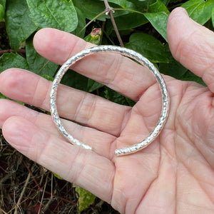 Hallmarked Sterling Silver Adjustable Round Bangle hammered One Size Bracelet