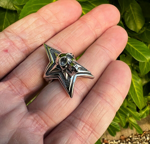 Skull Star Ring 925 Sterling Silver Sizeable N ~ U