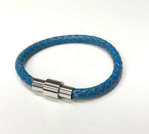 Mens or Ladies 6mm Leather Wristband Bracelet With Magnetic Clasp