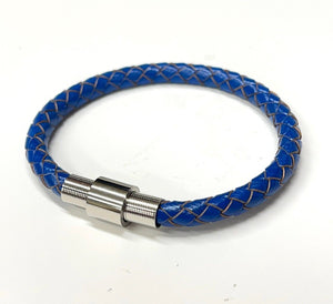 Mens or Ladies 6mm Leather Wristband Bracelet With Magnetic Clasp