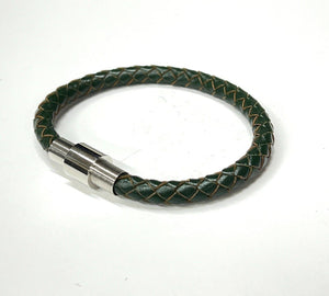 Mens or Ladies 6mm Leather Wristband Bracelet With Magnetic Clasp