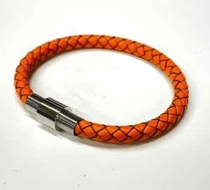 Mens or Ladies 6mm Leather Wristband Bracelet With Magnetic Clasp