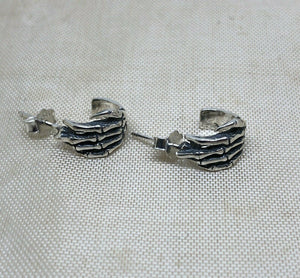 925 Sterling Silver Skull Skeleton Hand  Hoop Earrings 1 Pair