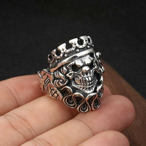 925 Hallmarked Silver  Skull Resizable Crown Ring