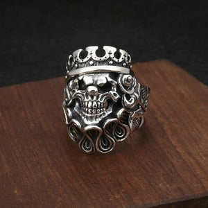 925 Hallmarked Silver  Skull Resizable Crown Ring