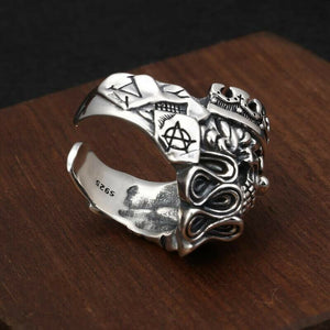 925 Hallmarked Silver  Skull Resizable Crown Ring