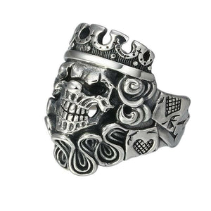 925 Hallmarked Silver  Skull Resizable Crown Ring