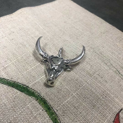 Hallmarked 925 Silver Cow Bull Pendant Necklace