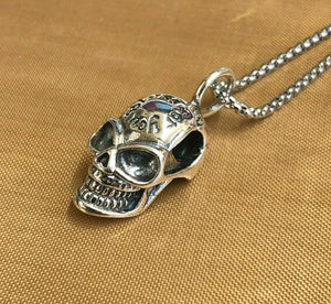 Hallmarked Sterling Silver Skull Pendant