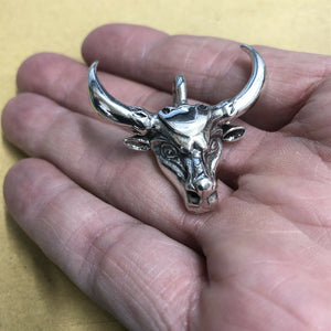 Hallmarked 925 Silver Cow Bull Pendant Necklace