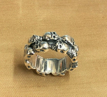 Load image into Gallery viewer, 925 Sterling Silver Hallmarked Skull Band Ring