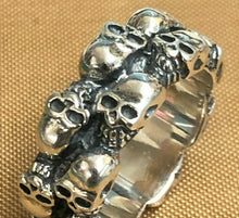 Load image into Gallery viewer, 925 Sterling Silver Hallmarked Skull Band Ring