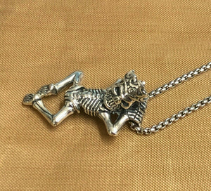 925 Hallmarked  Sterling Silver Skull Skeleton  Pendant Necklace