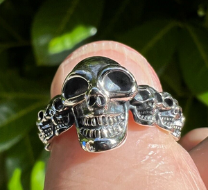 925 Silver Skull Skeleton Pinky Ring