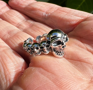 925 Silver Skull Skeleton Pinky Ring