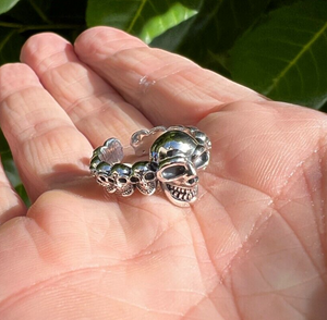 925 Silver Skull Skeleton Pinky Ring