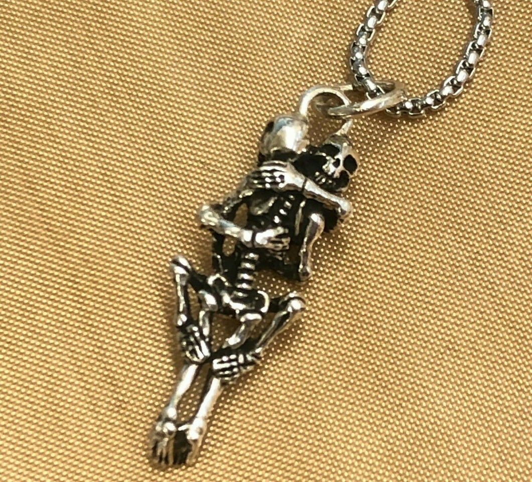 925 Sterling Silver  Skeleton Lovers Pendant