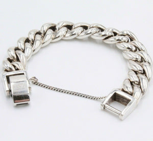 Hallmarked Solid 925 Sterling Silver Round Cuban Curb Link Chunky Heavy Bracelet