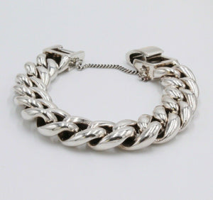 Hallmarked Solid 925 Sterling Silver Round Cuban Curb Link Chunky Heavy Bracelet