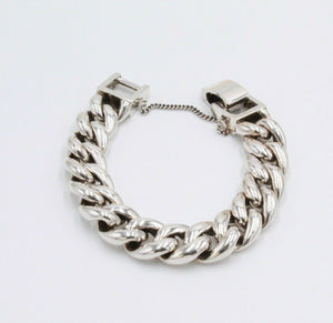 Hallmarked Solid 925 Sterling Silver Round Cuban Curb Link Chunky Heavy Bracelet