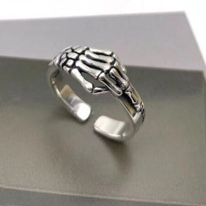 925 Silver Skull Skeleton  Pinky Ring