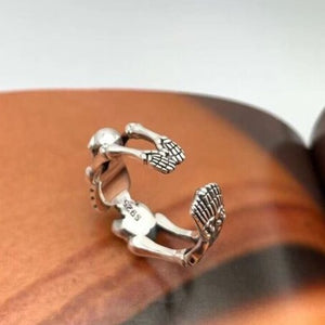 925 Silver Skull Skeleton  Pinky Ring