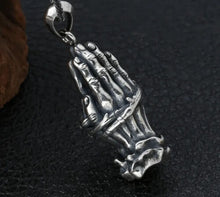 Load image into Gallery viewer, 925 Sterling Silver Praying Hands Necklace Hallmarked