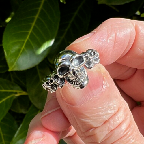 925 Silver Skull Skeleton Pinky Ring