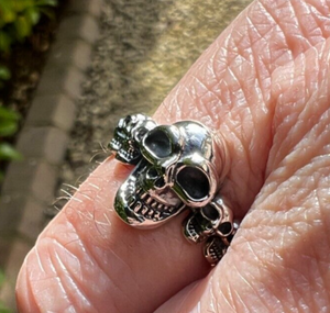 925 Silver Skull Skeleton Pinky Ring