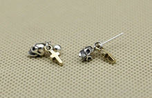 Load image into Gallery viewer, One Pair 925 Sterling Silver Hoop Skull and Cross  Earrings